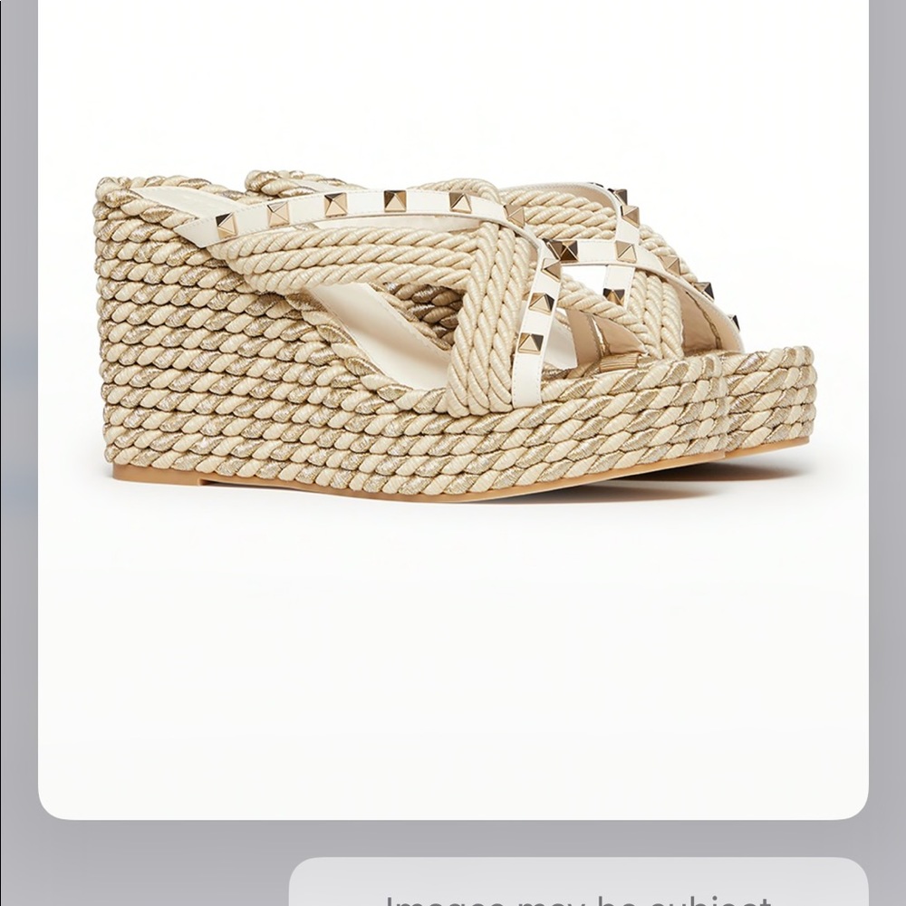 Valentino Garavani Cream Espadrilles with Gold Studs